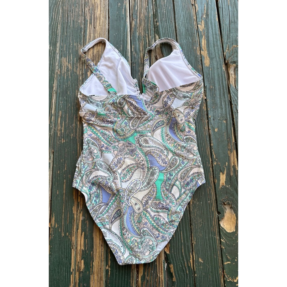Alex Marie Womens Paisley One Piece Swimsuit Green Blue Purple Size 16 AX214556 - Picture 2 of 8